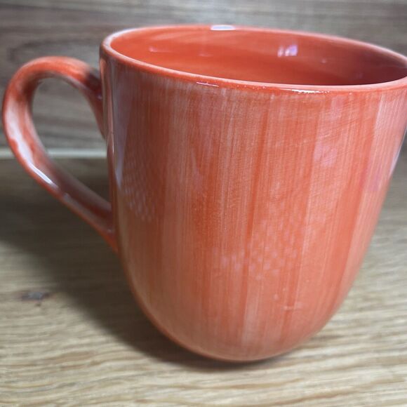 Citrus Grove Orange Brush Stroke Hand Painted Coffee Tea Mug Minimal Solid 14oz - Picture 2 of 3